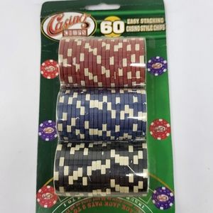 60 Easy Stacking Casino Chips Red Black Blue New Poker Card Playing